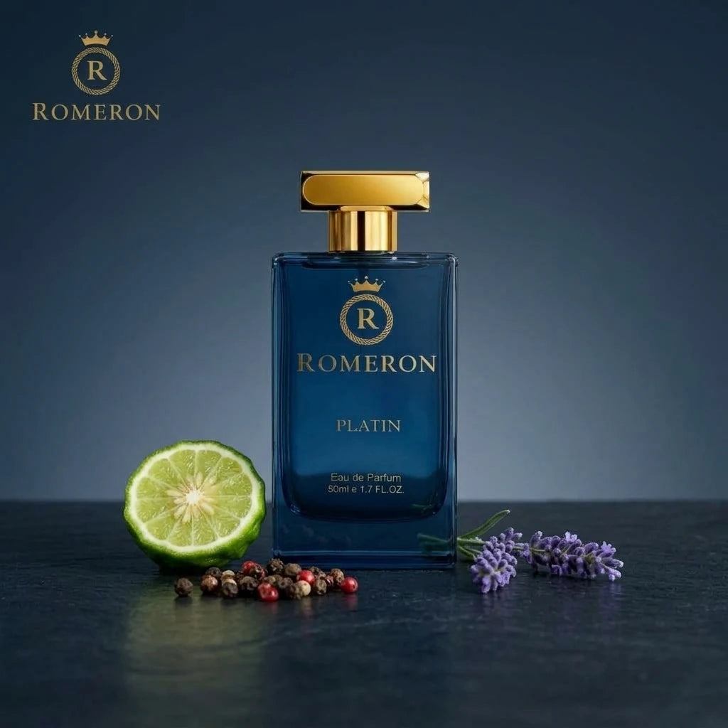 Мъжки парфюм Romeron PLATIN 315, 50 мл, с нотки на бергамот, пипер и лавандула