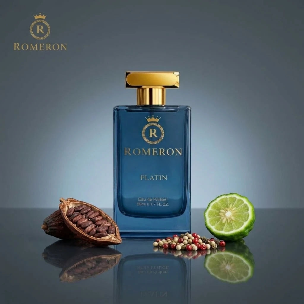Мъжки парфюм Romeron PLATIN 413, 50 мл, с нотки на какао, пипер и бергамот